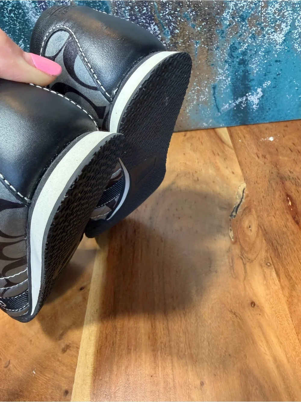 Coach Vintage Y2K Kirby Monogram Sateen Sneakers Black Gray‎ Size 7 EUC